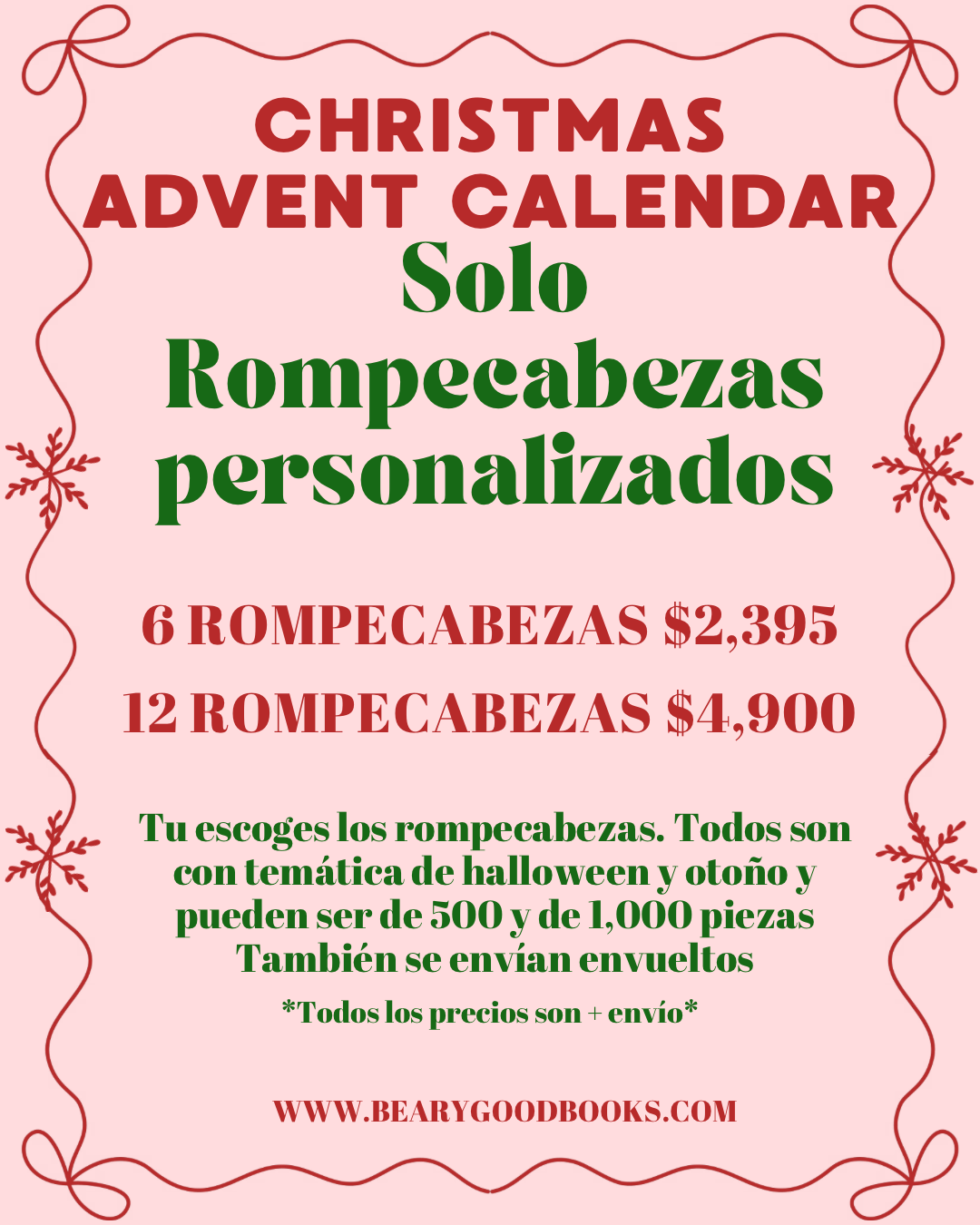 CHRISTMAS ADVENT CALENDAR SOLO ROMPECABEZAS PERSONALIZADOS