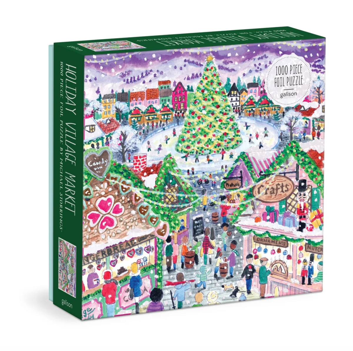 Michael Storrings Holiday Village Market 1000pc Foil Puzzle in Square Box