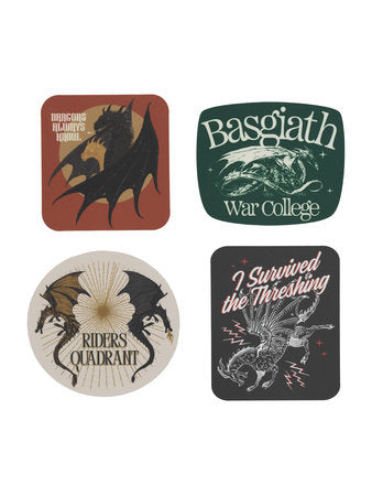 PRE-ORDEN- Fourth Wing: Dragonrider Stickers - Sticker Set of 4 TARDA DE 2 A 4 SEMANAS EN LLEGAR
