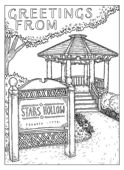 PRE-ORDEN- Gilmore Girls: Greetings from Stars Hollow: An Official Postcard Coloring Book by Erica Root (Illustrator) TARDA DE 2-5 SEMANAS EN LLEGAR A PARTIR DEL 9 DE SEPTIEMBRE