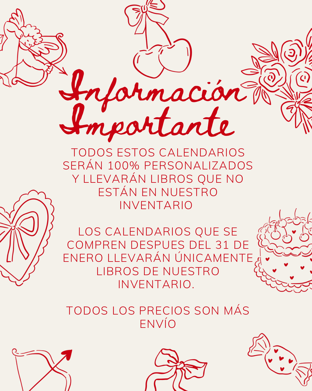 Valentine's Book Calendar SE ENVÍAN DURANTE TODO EL MES DE FEBRERO