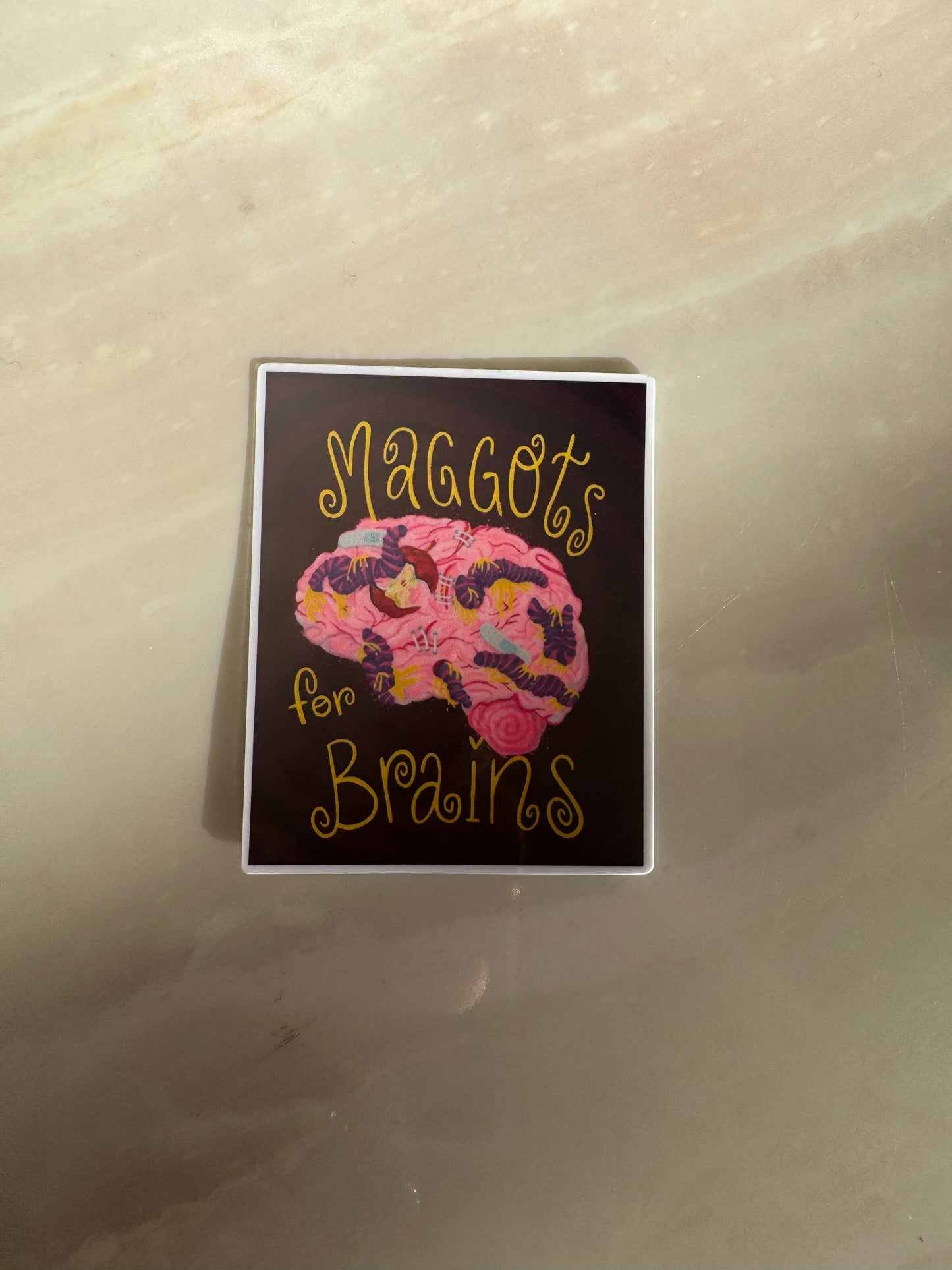 MAGGOTS FOR BRAIN - STICKER WATERPROOF ( A PRUEBA DE AGUA)