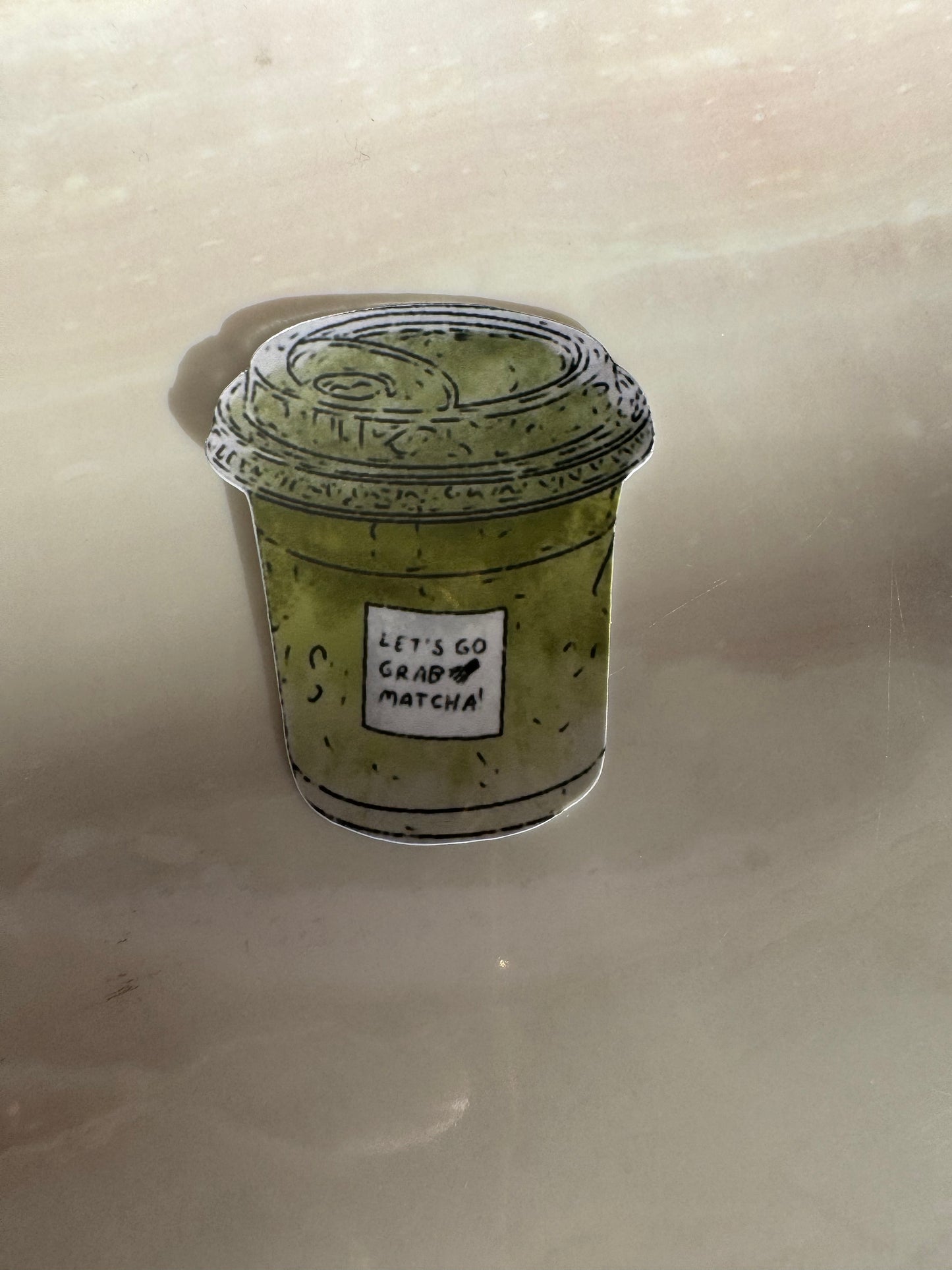 LET´S GO GRAB MATCHA- STICKER WATERPROOF ( A PRUEBA DE AGUA)