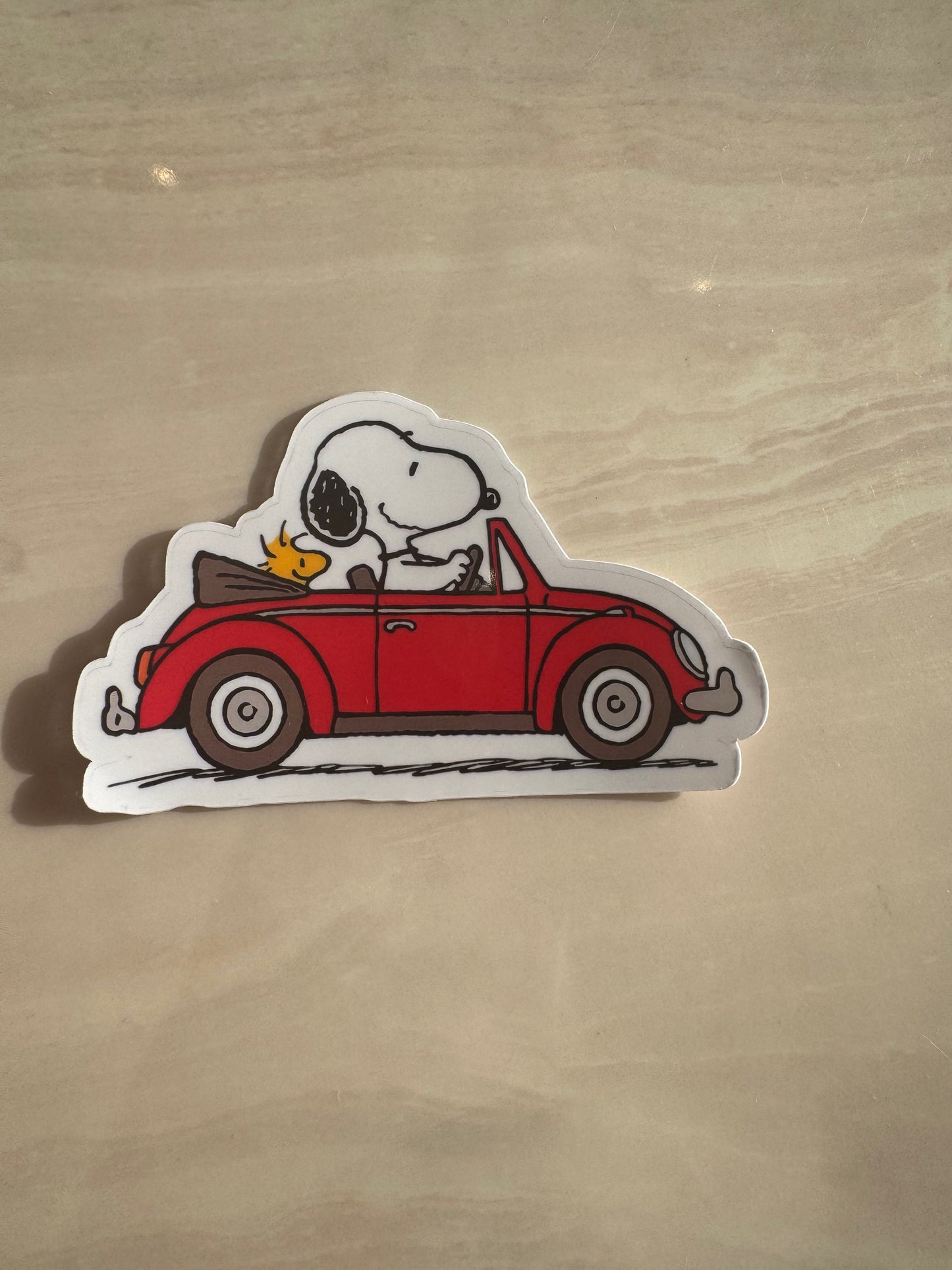 RED CAR PUPPY - STICKER WATERPROOF ( A PRUEBA DE AGUA)