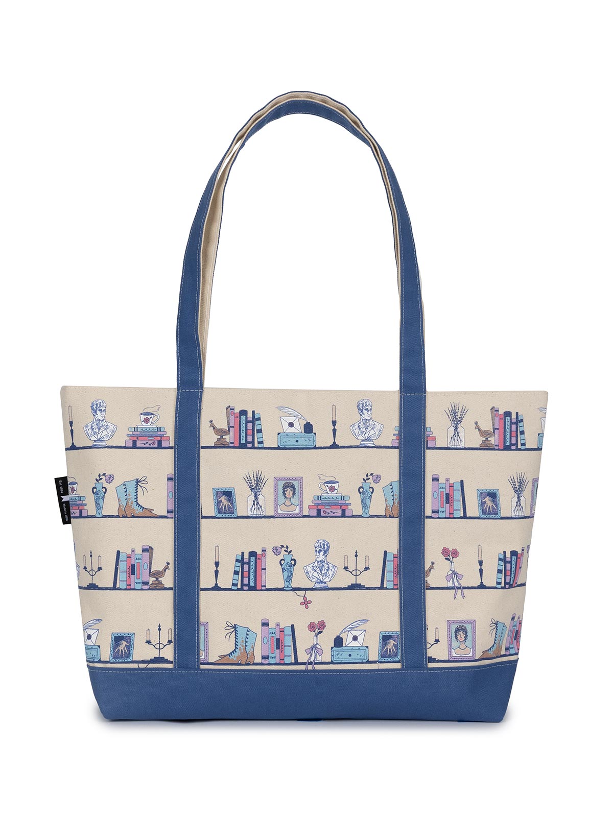 PRE-ORDEN- Pride and Prejudice Bookshelf Large Zippered Tote TARDA DE 2-5 SEMANAS EN LLEGAR