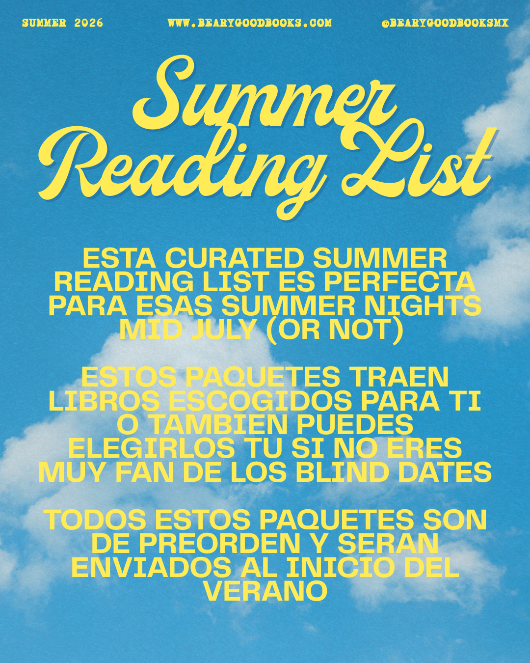 PRE-ORDEN- Summer Reading Lists SE ENVÍAN A INCIOS DEL VERANO