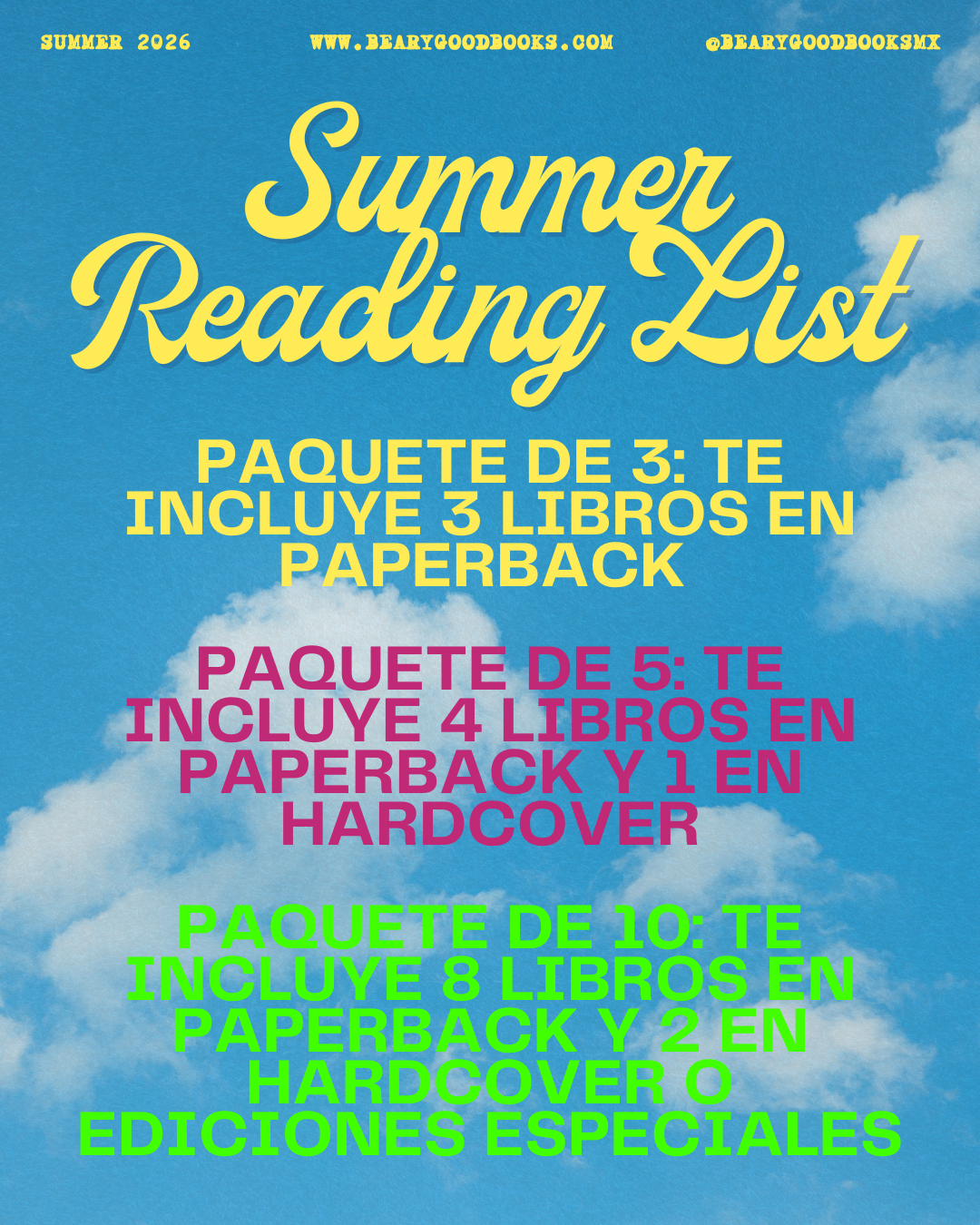 PRE-ORDEN- Summer Reading Lists SE ENVÍAN A INCIOS DEL VERANO