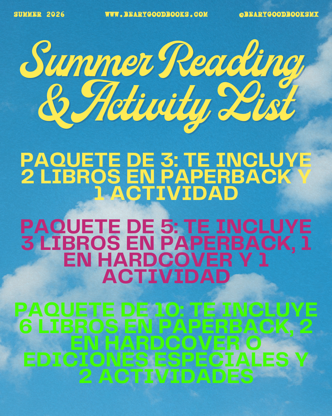 PRE-ORDEN- Summer Reading Lists SE ENVÍAN A INCIOS DEL VERANO