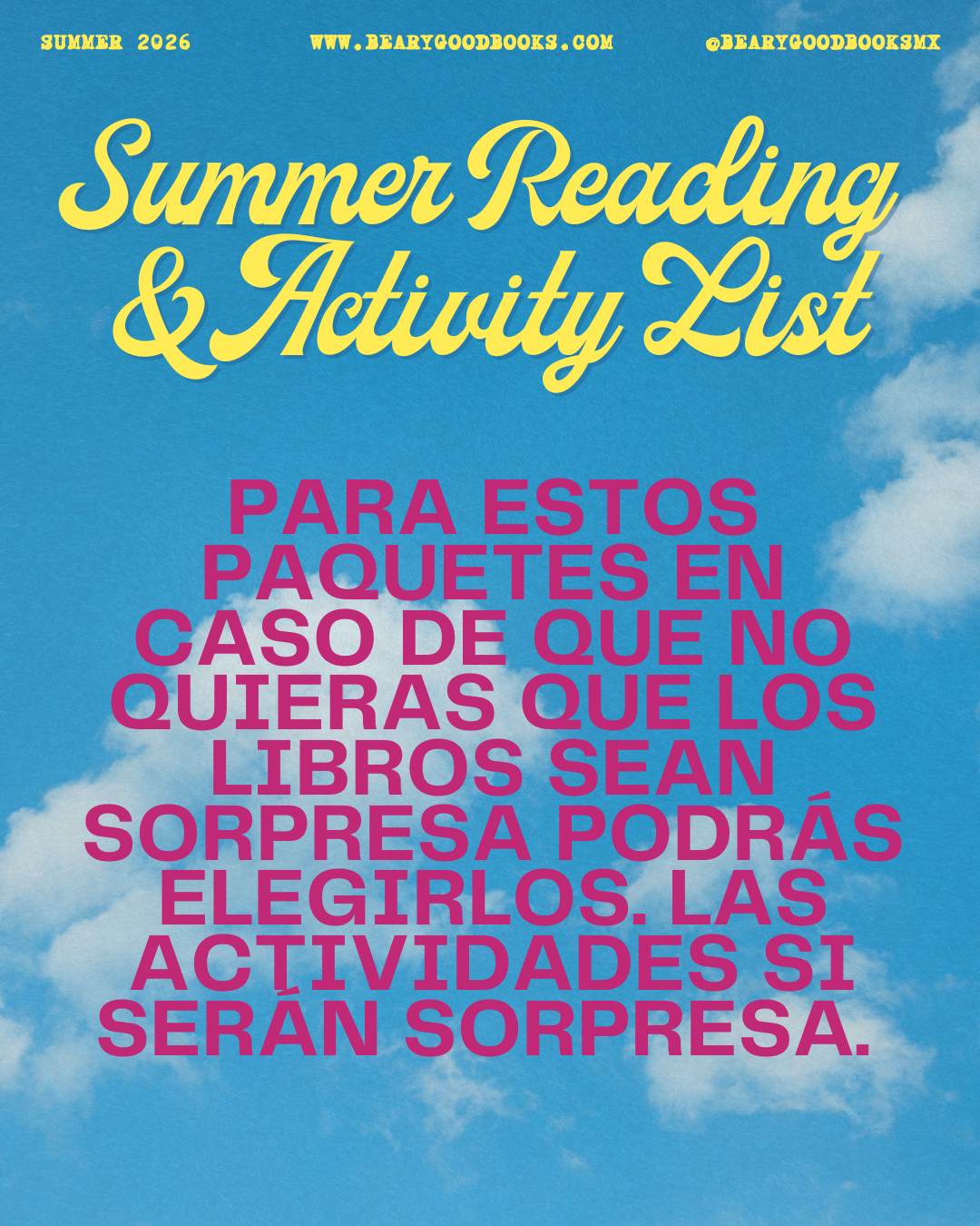 PRE-ORDEN- Summer Reading Lists SE ENVÍAN A INCIOS DEL VERANO