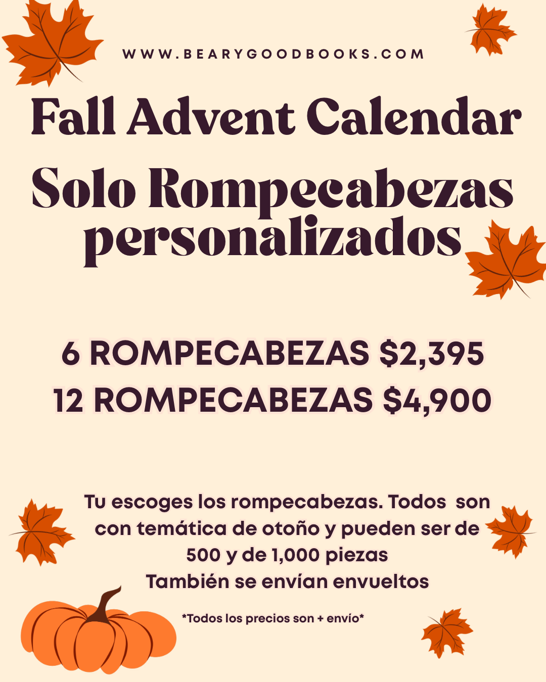 FALL ADVENT CALENDAR SOLO ROMPECABEZAS PERSONALIZADOS