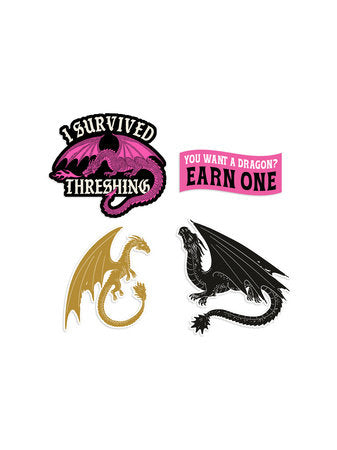 PRE-ORDEN- Fourth Wing: I Survived Threshing Stickers - Sticker Set of 4 TARDA DE 2-5 SEMANAS EN LLEGAR A PARTIR DEL 30 DE SEPTIEMBRE