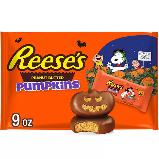 PRE-ORDEN- Reese's Peanut Butter Pumpkins Snoopy and Friends Halloween Chocolate Candy Snack Size - 9oz TARDA DE 2-4 SEMANAS EN LLEGAR