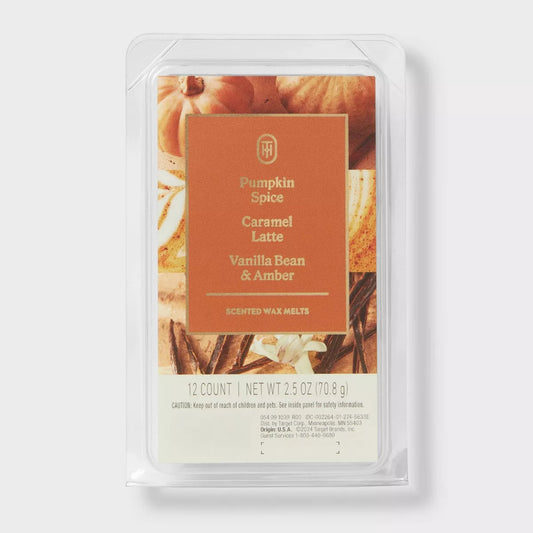 PRE-ORDEN- 12ct Fall Pumpkin Spice, Caramel Latte and Vanilla Bean and Amber Wax Melts TARDA DE 2-4 SEMANAS EN LLEGAR