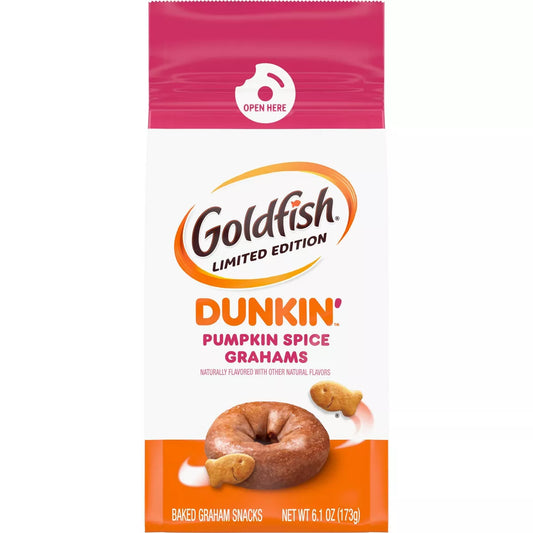 PRE-ORDEN- Goldfish Grahams Limited Edition Dunkin’ Pumpkin Spice Grahams Snack Crackers Bag - 6.1oz TARDA DE 2-4 SEMANAS EN LLEGAR