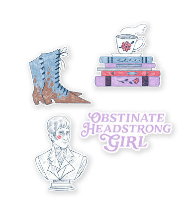 PRE-ORDEN- Jane Austen's Pride and Prejudice Stickers - Sticker Set of 4 TARDA DE 2-5 SEMANAS EN LLEGAR
