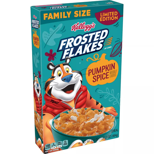 PRE-ORDEN- Kellogg's Frosted Flakes Pumpkin Spice Breakfast Cereal - 17.1oz TARDA DE 2-4 SEMANAS EN LLEGAR